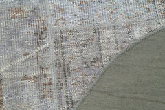 Kirk Yama Round Grey Patchwork Cotton Wool Handmade Area Rug 3'9'' x 3'9''