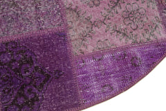 Kirk Yama Purple Patchwork Cotton Wool Handmade Area Rug 4'9'' x 4'9''