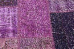 Kirk Yama Purple Patchwork Cotton Wool Handmade Area Rug 4'9'' x 4'9''