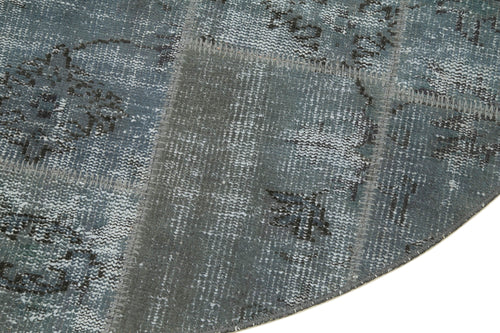 Kirk Yama Grey Patchwork Cotton Wool Handmade Area Rug 4'9'' x 4'9''