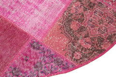 Kirk Yama Pink Patchwork Cotton Wool Handmade Area Rug 4'10'' x 4'10''