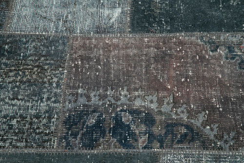 Handmade Area Rug - Grey Patchwork Cotton Wool Vintage Carpet 5'1'' x 5'1''