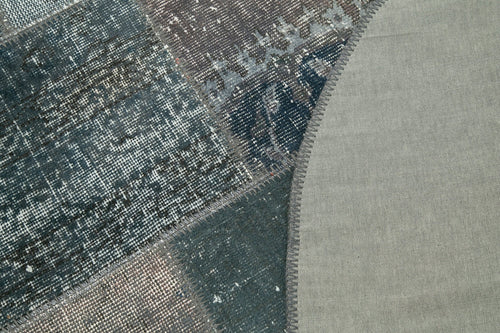 Handmade Area Rug - Grey Patchwork Cotton Wool Vintage Carpet 5'1'' x 5'1''