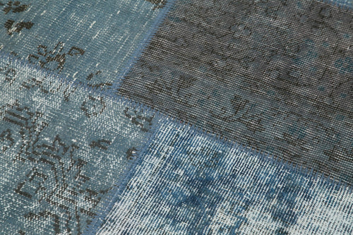 Kirk Yama Blue Patchwork Cotton Wool Handmade Area Rug 5'1'' x 5'1''