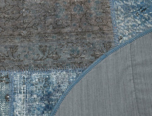 Kirk Yama Blue Patchwork Cotton Wool Handmade Area Rug 5'1'' x 5'1''