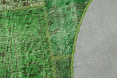 Handmade Area Rug | Vintage Wool Rug Green Patchwork Carpet 5'x5' Soft Floor Covering