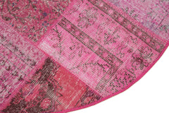 Handmade Area Rug – Pink Patchwork Cotton Wool Turkish Wool Carpet 5'1'' x 5'1''