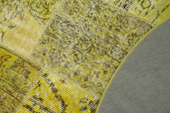 Kirk Yama Yellow Patchwork Cotton Wool Handmade Area Rug 4'11'' x 4'11''