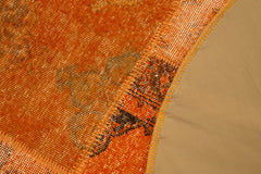 Kirk Yama Orange Patchwork Cotton Wool Handmade Area Rug 4'11'' x 4'11''