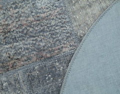 Kirk Yama Blue Round Patchwork Cotton Wool Handmade Area Rug 4'6'' x 4'6''