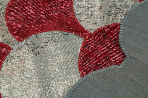 Kirk Yama Grey Patchwork Cotton Wool Handmade Area Rug 5'7'' x 8'8''