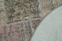 Handmade Area Rug - Kirk Yama Grey Patchwork Cotton Wool Carpet 5'1''x5'1''