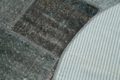 Handmade Area Rug – Grey Patchwork Wool Cotton Carpet | Vintage Turkish Hand Knotted