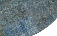 Kirk Yama Blue Patchwork Cotton Wool Handmade Area Rug 5'1'' x 5'1''