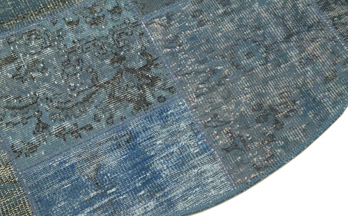 Kirk Yama Blue Patchwork Cotton Wool Handmade Area Rug 5'1'' x 5'1''