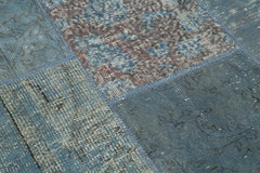 Kirk Yama Blue Patchwork Cotton Wool Handmade Area Rug 5'1'' x 5'1''