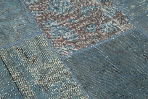Kirk Yama Blue Patchwork Cotton Wool Handmade Area Rug 5'1'' x 5'1''