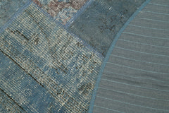 Kirk Yama Blue Patchwork Cotton Wool Handmade Area Rug 5'1'' x 5'1''
