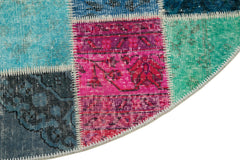 Kirk Yama Grey Patchwork Cotton Wool Handmade Area Rug 6'4'' x 6'4''