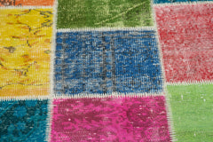 Kirk Yama Grey Patchwork Cotton Wool Handmade Area Rug 6'4'' x 6'4''