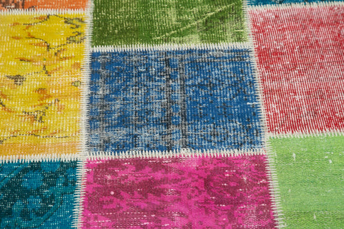 Kirk Yama Grey Patchwork Cotton Wool Handmade Area Rug 6'4'' x 6'4''