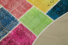 Kirk Yama Grey Patchwork Cotton Wool Handmade Area Rug 6'4'' x 6'4''