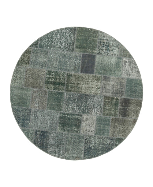Kirk Yama Grey Patchwork Cotton Wool Handmade Area Rug 6'4'' x 6'4''