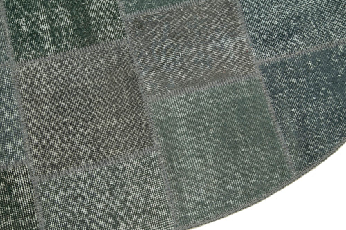 Kirk Yama Grey Patchwork Cotton Wool Handmade Area Rug 6'4'' x 6'4''