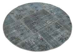 Kirk Yama Grey Patchwork Cotton Wool Handmade Area Rug 4'10'' x 4'10''