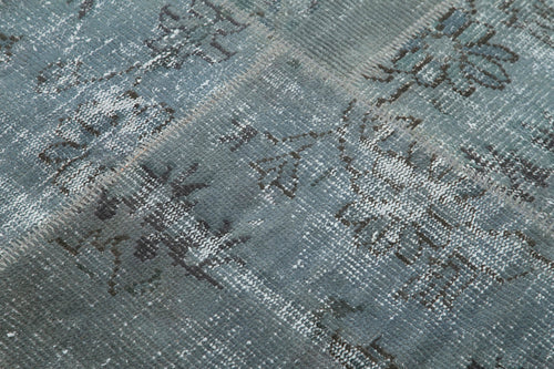 Kirk Yama Grey Patchwork Cotton Wool Handmade Area Rug 4'10'' x 4'10''