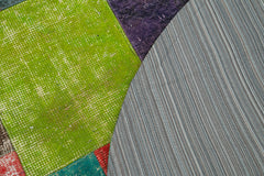 Kirk Yama Multy Patchwork Cotton Wool Handmade Area Rug 4'11'' x 4'11''