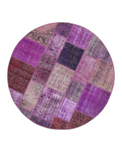 Kirk Yama Purple Patchwork Cotton Wool Handmade Area Rug 6'3'' x 6'3''
