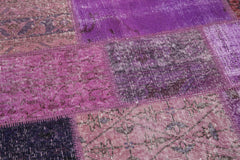 Kirk Yama Purple Patchwork Cotton Wool Handmade Area Rug 6'3'' x 6'3''