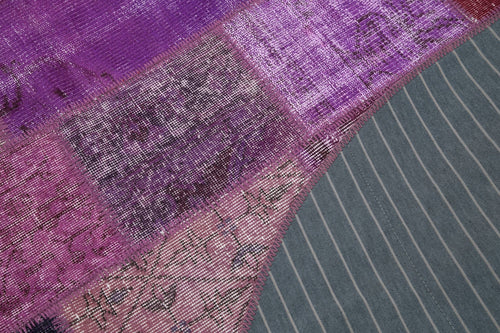 Kirk Yama Purple Patchwork Cotton Wool Handmade Area Rug 6'3'' x 6'3''