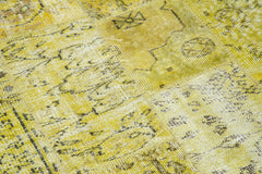 Handmade Area Rug - Yellow Patchwork Carpet | Turkish Wool Cotton Blend 6'5''x6'5''