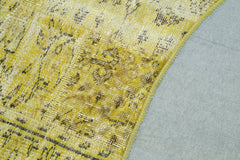 Handmade Area Rug - Yellow Patchwork Carpet | Turkish Wool Cotton Blend 6'5''x6'5''