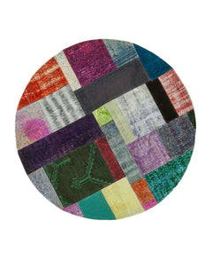 Kirk Yama Grey Patchwork Cotton Wool Handmade Area Rug 4'11'' x 4'11''
