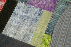 Kirk Yama Grey Patchwork Cotton Wool Handmade Area Rug 4'11'' x 4'11''