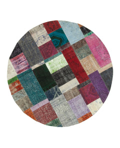 Kirk Yama Grey Patchwork Cotton Wool Handmade Area Rug 6'7'' x 6'7''