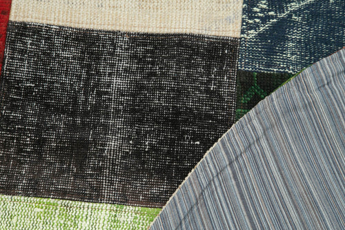 Kirk Yama Grey Patchwork Cotton Wool Handmade Area Rug 6'7'' x 6'7''