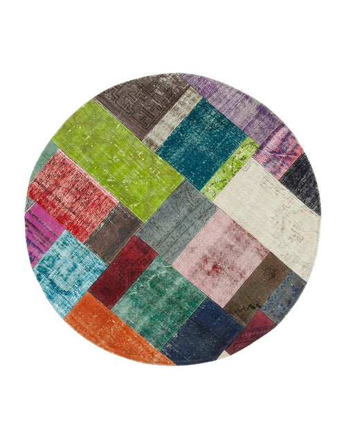 Kirk Yama Grey Patchwork Cotton Wool Handmade Area Rug 4'11'' x 4'11''