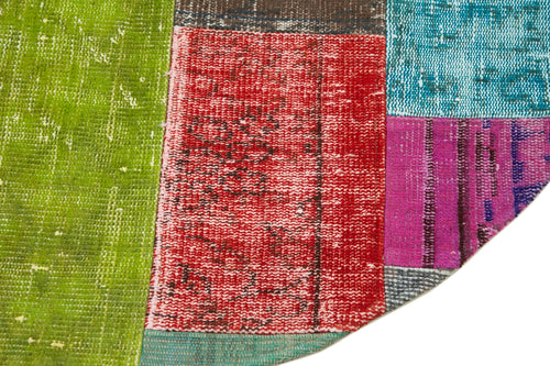 Kirk Yama Grey Patchwork Cotton Wool Handmade Area Rug 4'11'' x 4'11''