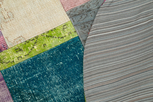 Kirk Yama Grey Patchwork Cotton Wool Handmade Area Rug 4'11'' x 4'11''