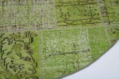 Kirk Yama Green Patchwork Cotton Wool Handmade Area Rug 4'11'' x 4'11''