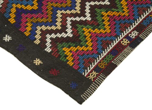 Geometric Kilim White Geometric Goat Hair Wool Handmade Area Rug 6'2'' x 9'6''