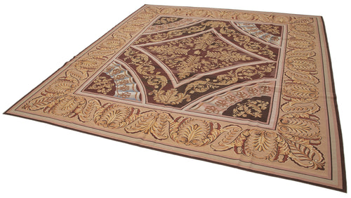 Aubusson Floral Pink Floral Cotton Wool Handmade Area Rug 11'11'' x 12'7''