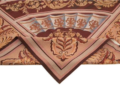 Aubusson Floral Pink Floral Cotton Wool Handmade Area Rug 11'11'' x 12'7''