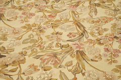Aubusson Floral Beige Floral Cotton Wool Handmade Area Rug 8'10'' x 12'0''