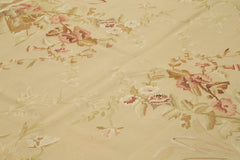 Aubusson Floral Beige Floral Cotton Wool Handmade Area Rug 8'10'' x 12'0''