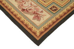 Aubusson Floral Beige Floral Cotton Wool Handmade Area Rug 9'2'' x 12'0''